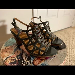 Brand new indigo wedge heels